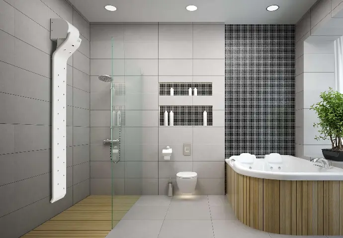Gallery of bathroom images featuring White Body dryer for shower